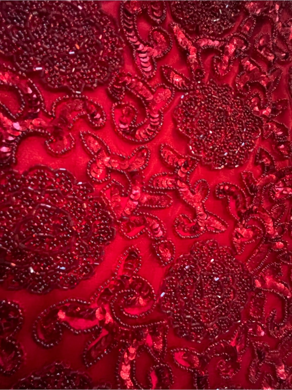 Primavera Couture Vibrant Red Sequin Beaded Two-Piece Mini Dress Crop Top Size 8 - Picture 11 of 16